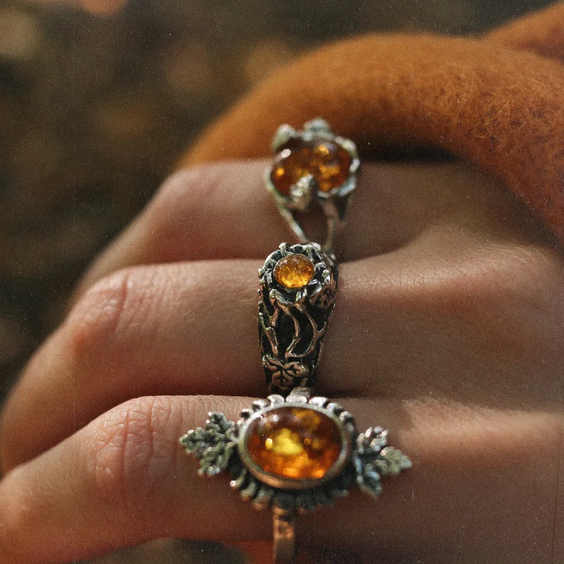 women personalized rings -Sisu Ivy & Amber Boho Tree Ring | Talent Scout Winner