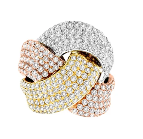 women anniversary diamond rings -18kt Tri Color Diamond Pavé Statement Ring (6.50 ctw)