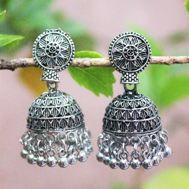 women bold earrings -H K Fashion Oxidised Plated Jhumki Earrings