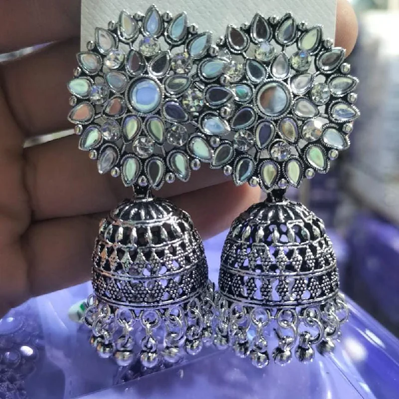 women personalized earrings -Manisha Jewellery Oxidised Plated Austrian Stone And Mirror Jhumki