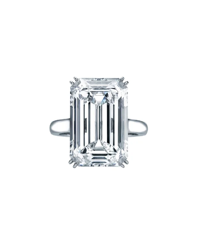 women stackable engagement rings -10 Carat Emerald Cut Diamond Engagement Ring