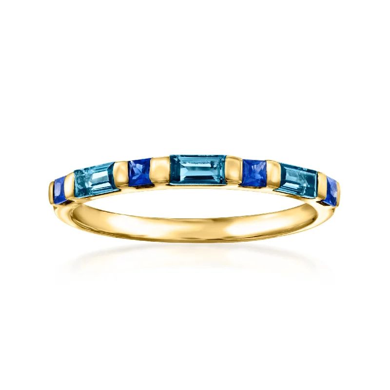 women sapphire diamond engagement rings -Ross-Simons London Blue Topaz and . Sapphire Ring in 14kt Yellow Gold