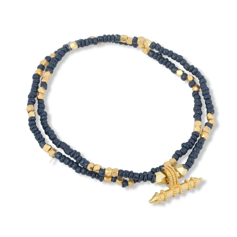 women oversized bangles -Jaya Beaded Bracelet Set Navy