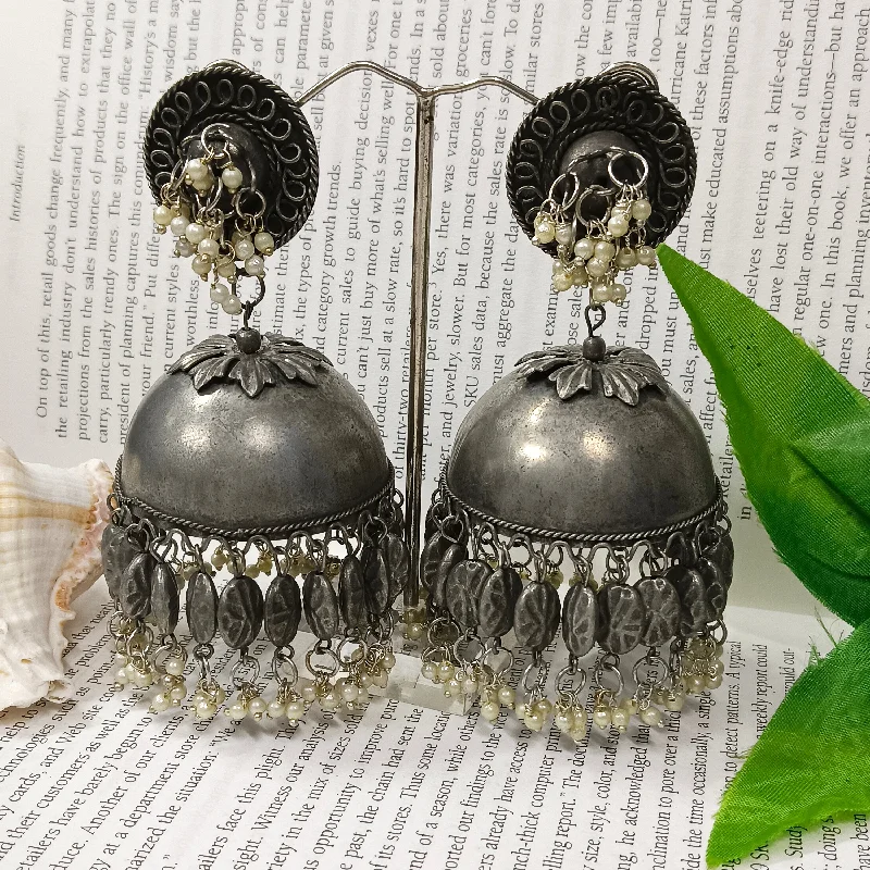 women luxury diamond earrings -Bhavi Jewels Oxidised Plated Jhumki Earrings