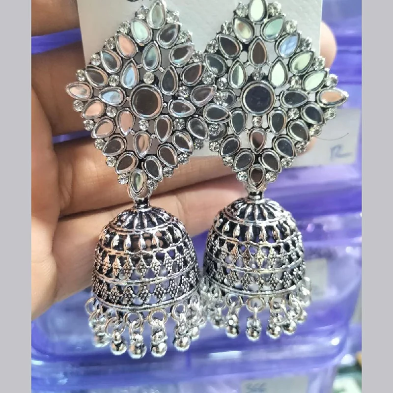 women boho earrings -Manisha Jewellery Oxidised Plated Mirror Jhumki Earrings