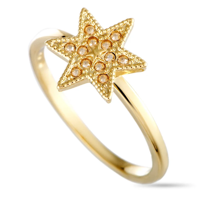 women modern solitaire engagement rings -Swarovski Field Yellow Gold-Plated Crystal Star Ring