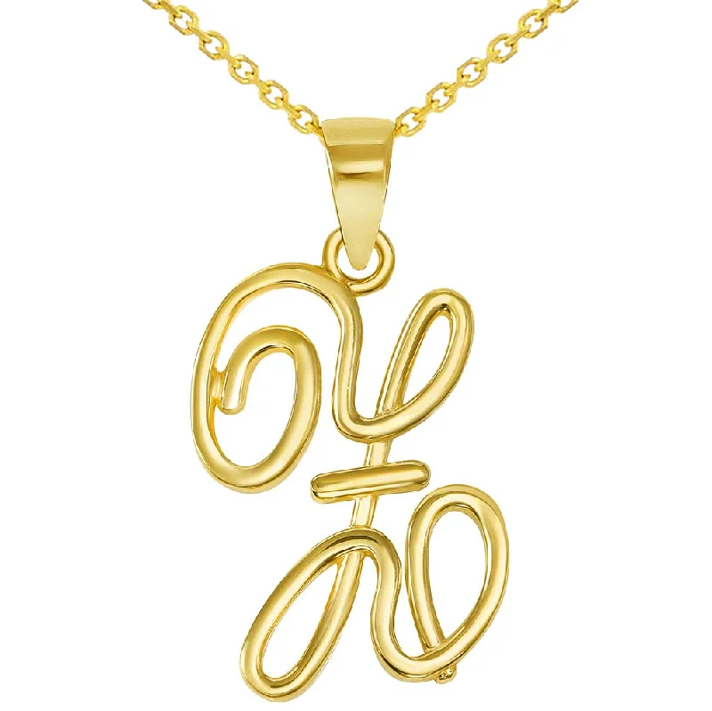 women geometric necklaces -14k Yellow Gold Elegant Script Letter Z Cursive Initial Pendant Necklace