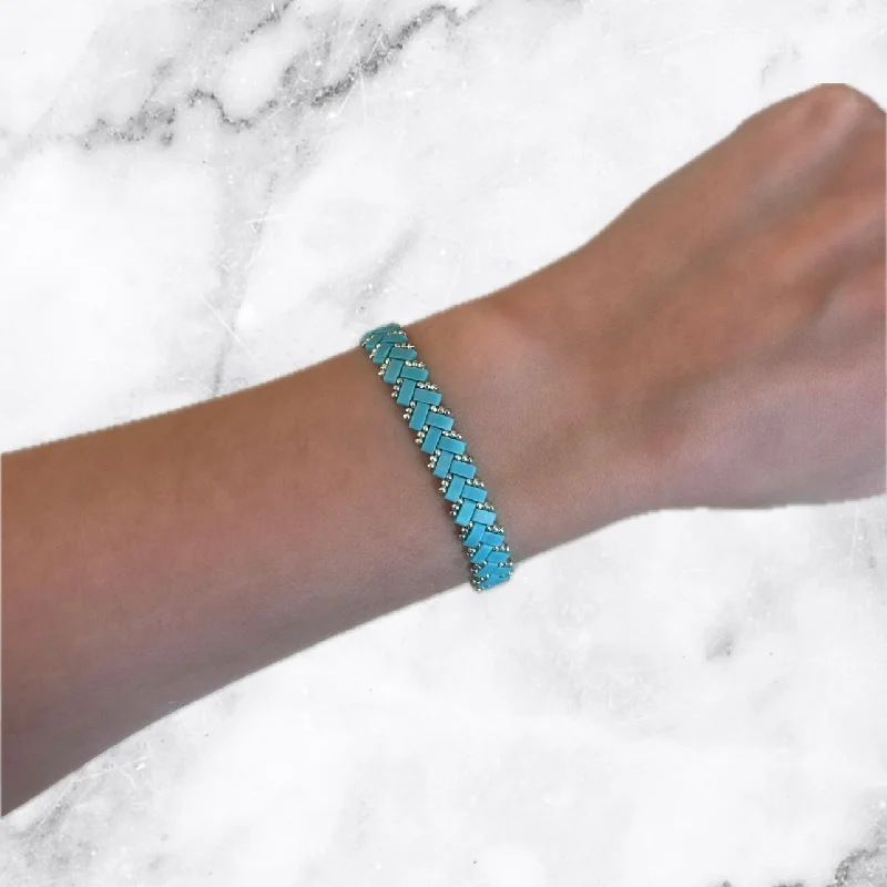 women crystal bangles -Turquoise & Silver Tila Rope Bracelet