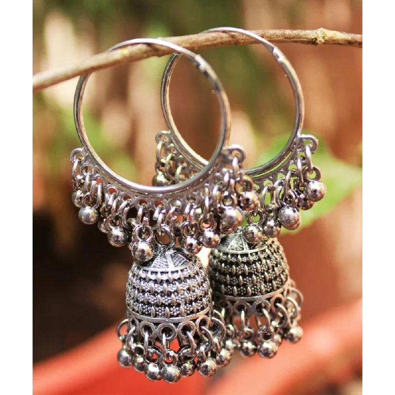 women chic earrings -H K Fashion Oxidised Plated Jhumki Earings