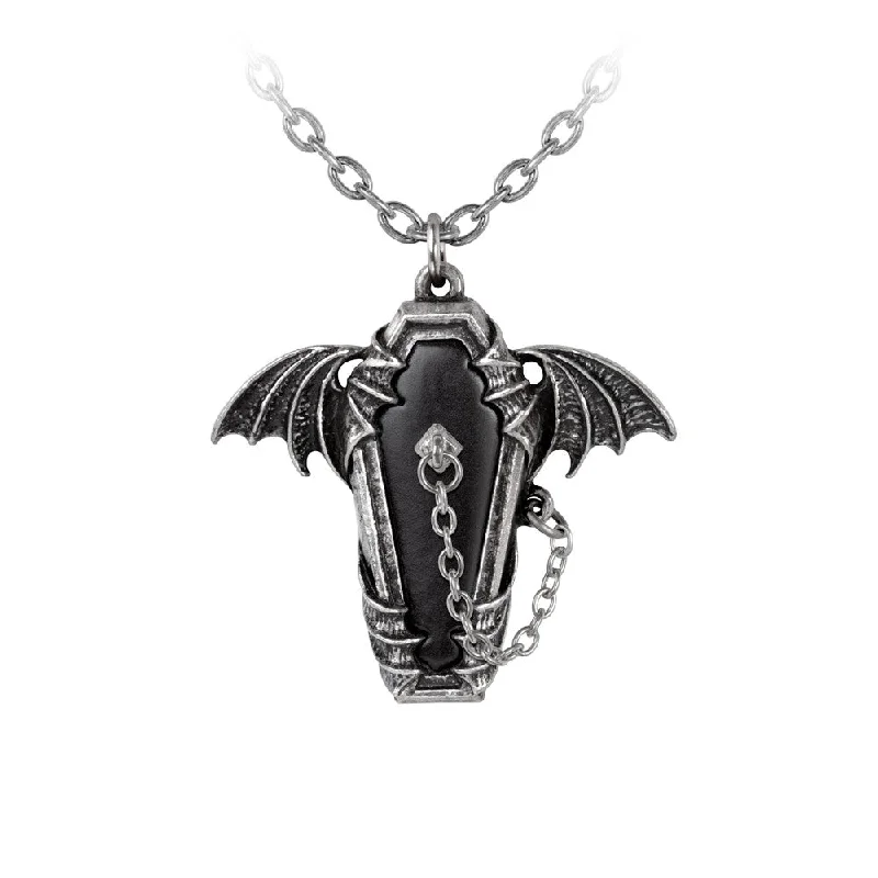 women zodiac necklaces -Eternal Sleep Pendant Vampire Coffin Necklace by Alchemy Gothic