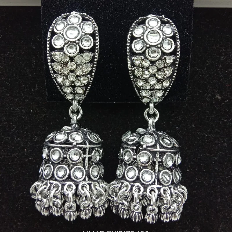 women teardrop earrings -SP Jewellery Oxidised Plated Jhumki Earrings