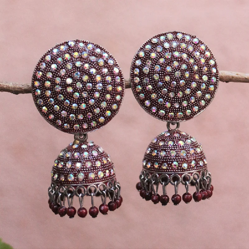 women multi-stone earrings -H K Fashion Oxidised Plated Austrian Stone Jhumki Earrings