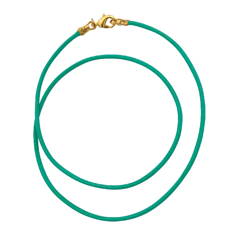 women heart necklaces -Gold Plated 1.8mm Fine Turquoise Leather Cord Necklace