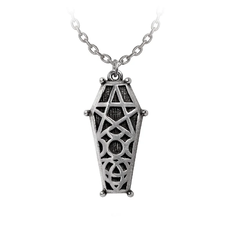 women anniversary necklaces -Hex Coffin Pendant Necklace by Alchemy Gothic