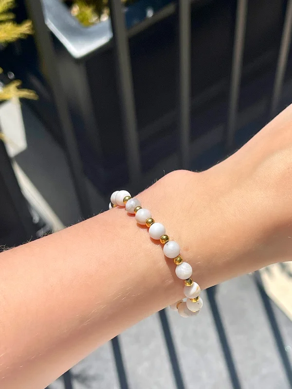 women custom bracelets -White Agate Bracelet