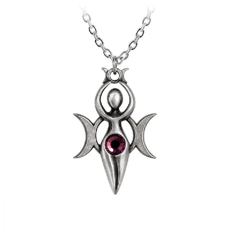 women unique charm necklaces -Danu Pendant Triple Moon Goddess Necklace by Alchemy Gothic