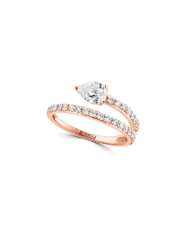 women affordable diamond engagement rings -Effy Fine Jewelry 14K Rose Gold 0.94 ct. tw. Lab-Grown Diamond Wrap Ring