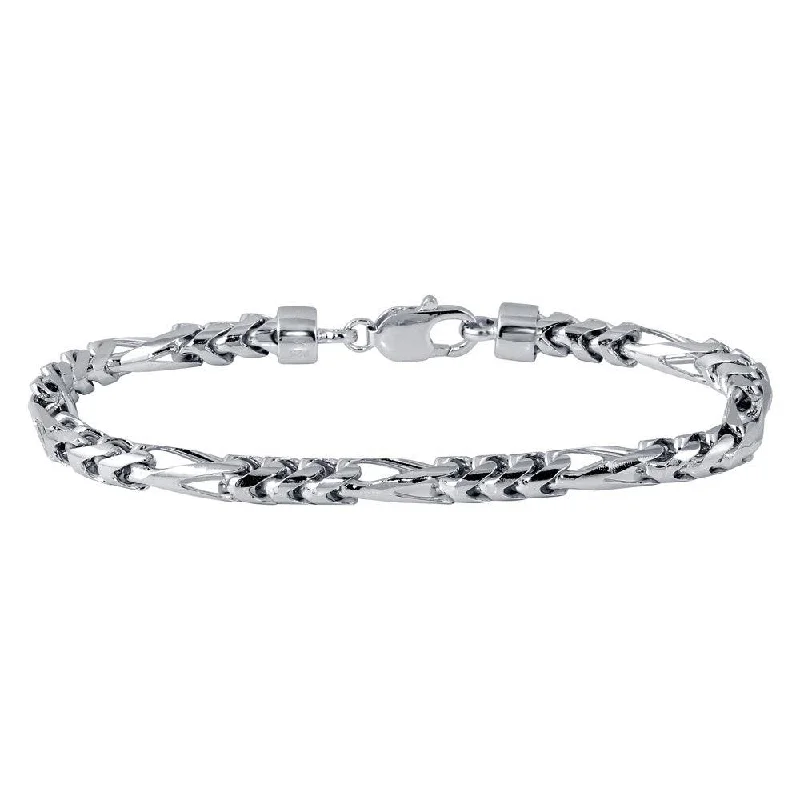 women bangles -Rhodium Plated 925 Sterling Silver Figaro Franco Bracelet 6mm - CH946 RH