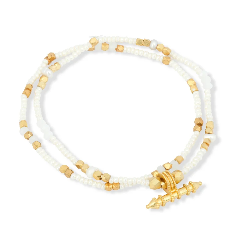 women birthstone bracelets -Jaya Beaded Bracelet Set White