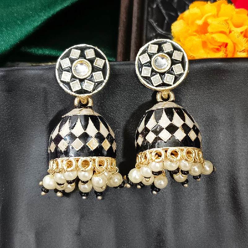 women elegant earrings -Bhavi Jewels Gold Plated Mennakari Jhumki Earrings