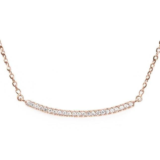 women engraved pendant necklaces -Curve Diamond Bar Necklace