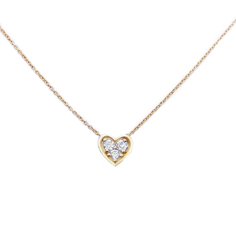 women engraved gold necklaces -Tiny Heart Diamond Pave dainty necklace