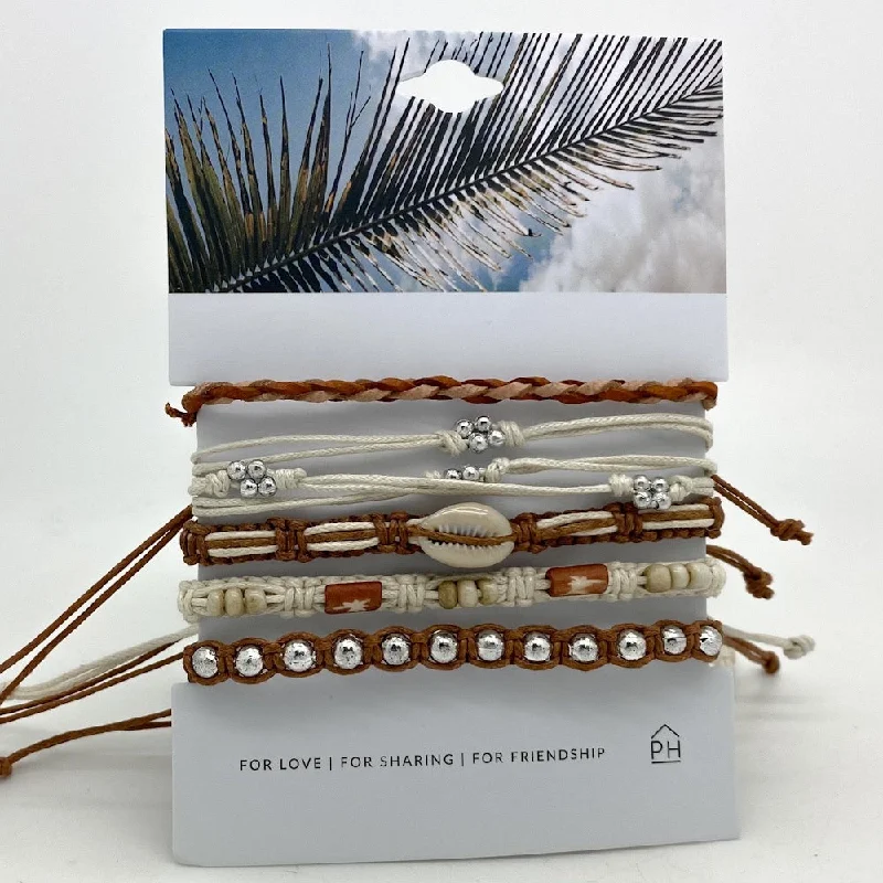 women friendship bracelets -Palm Color Stack Pull Bracelets Set/5