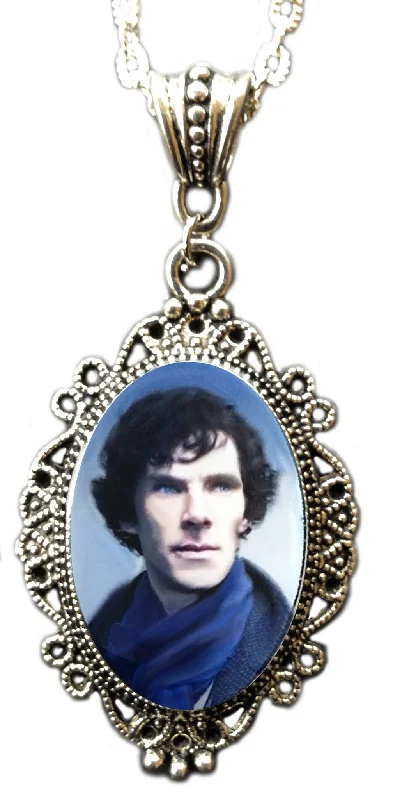 women eco-friendly necklaces -Alkemie Benedict Cumberbatch As Sherlock Holmes Cameo Necklace