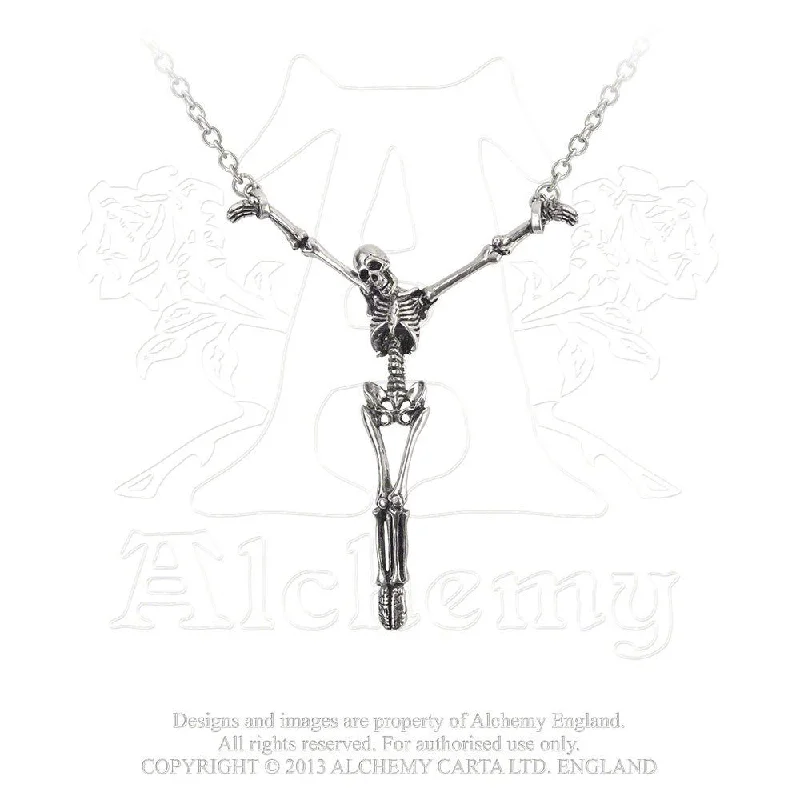 women custom engraved gold necklaces -Alter Orbis Skeleton Pendant Necklace by Alchemy Gothic