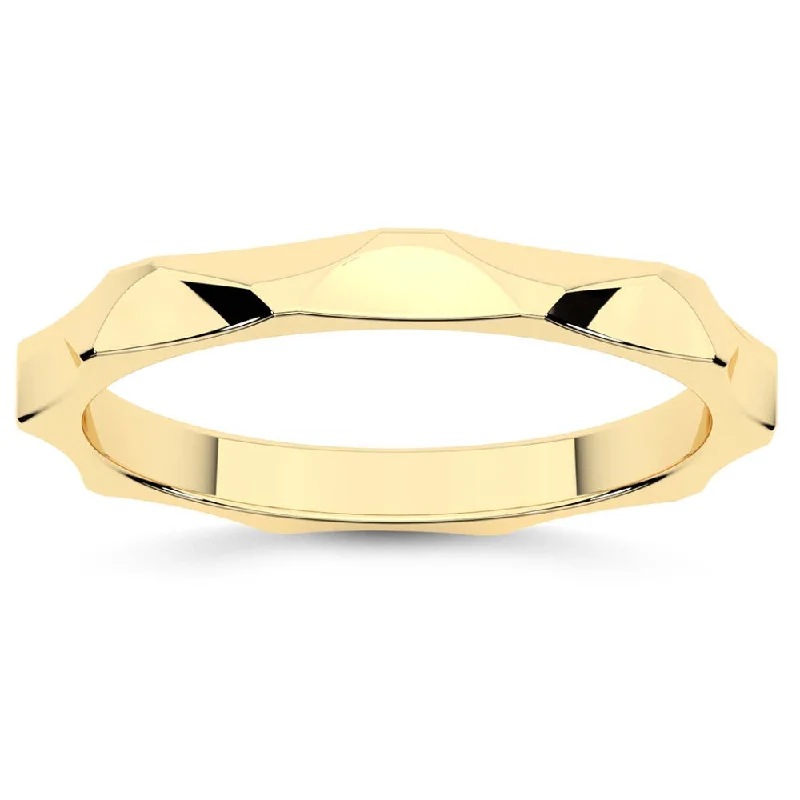 women stackable engagement rings -14k Gold Geometric Stackable Wedding Band Women's Anniversary Ring