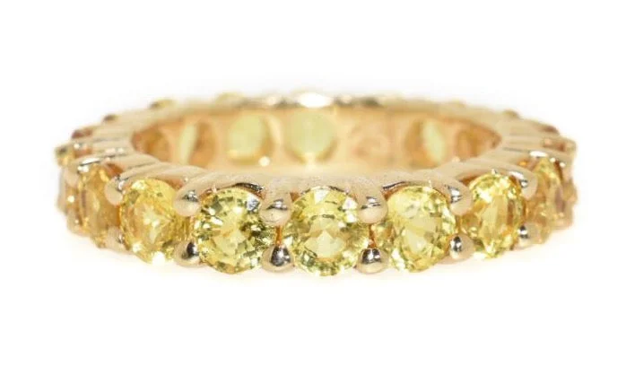 women engraved rings -14kt Yellow Gold Yellow Sapphire Eternity Ring