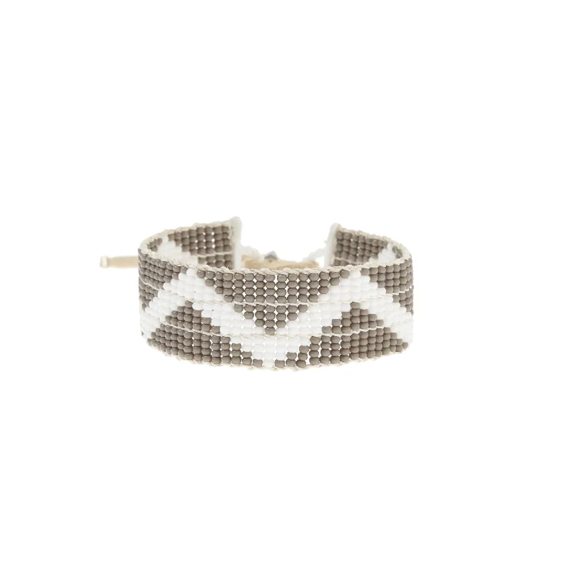 women handmade bracelets -Narrow Zigzag Warrior Bracelet - GRAY/WHITE