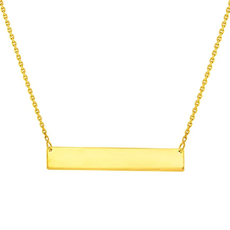 women rose gold necklaces -Solid 14k Yellow Gold Engravable Personalized Bar Pendant Necklace