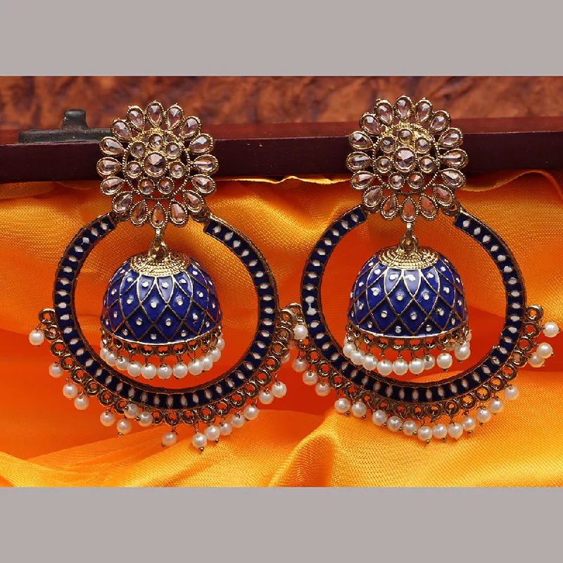 women trendy hoop earrings -Bhavi Jewels Crystal And Meenakari Jhumki Earrings