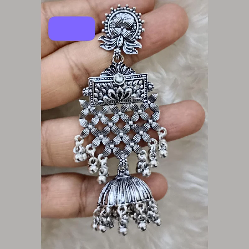 women art deco earrings -Abhinandan Oxodised Plated Ghungroo Dangler Earrings