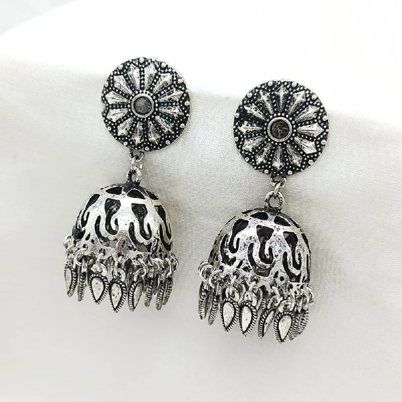 women retro earrings -Akruti Collection Oxidised Plated Jhumki Earring