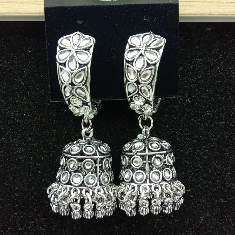 women vintage diamond earrings -SP Jewellery Oxidised Plated Jhumki Earrings