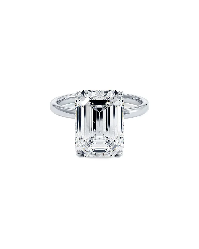 women black diamond engagement rings -This Lab Grown Diamond Ring Features A 4.02 Carat Emerald Cut Center Lab Grown Diamond In G Color, Vs2 Clarity. This Ring Is In 14 Karat White Gold.