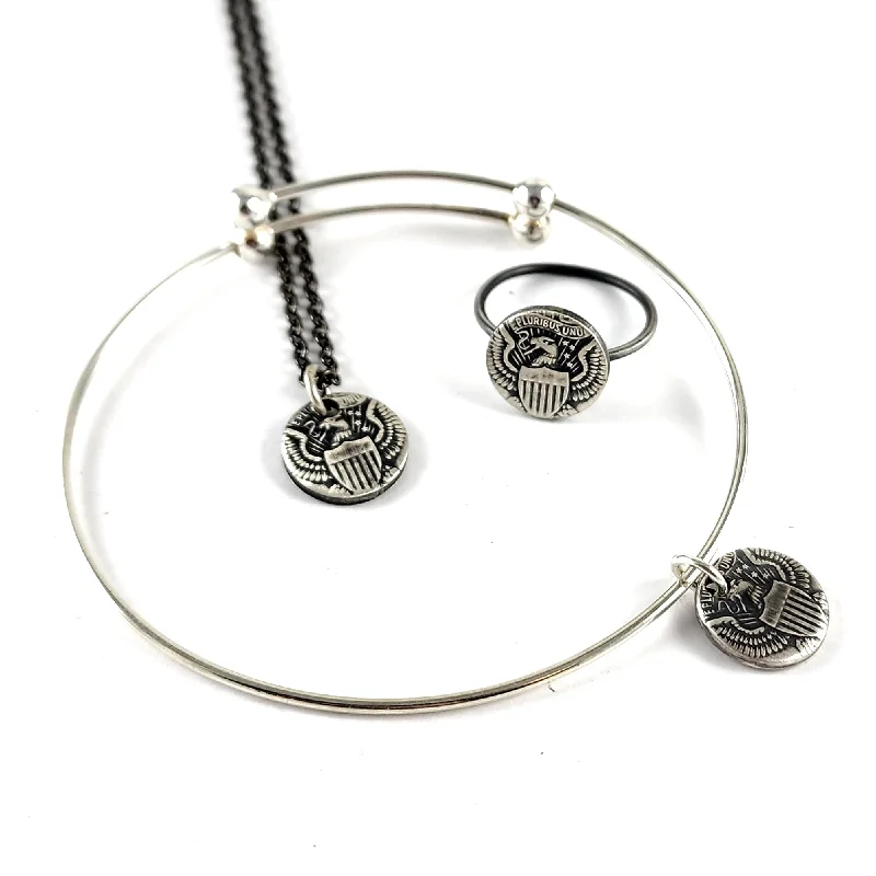 women unique necklaces -Silver JFK Half Dollar Punch Out Jewelry - Necklace, Bracelet or Stacking Ring