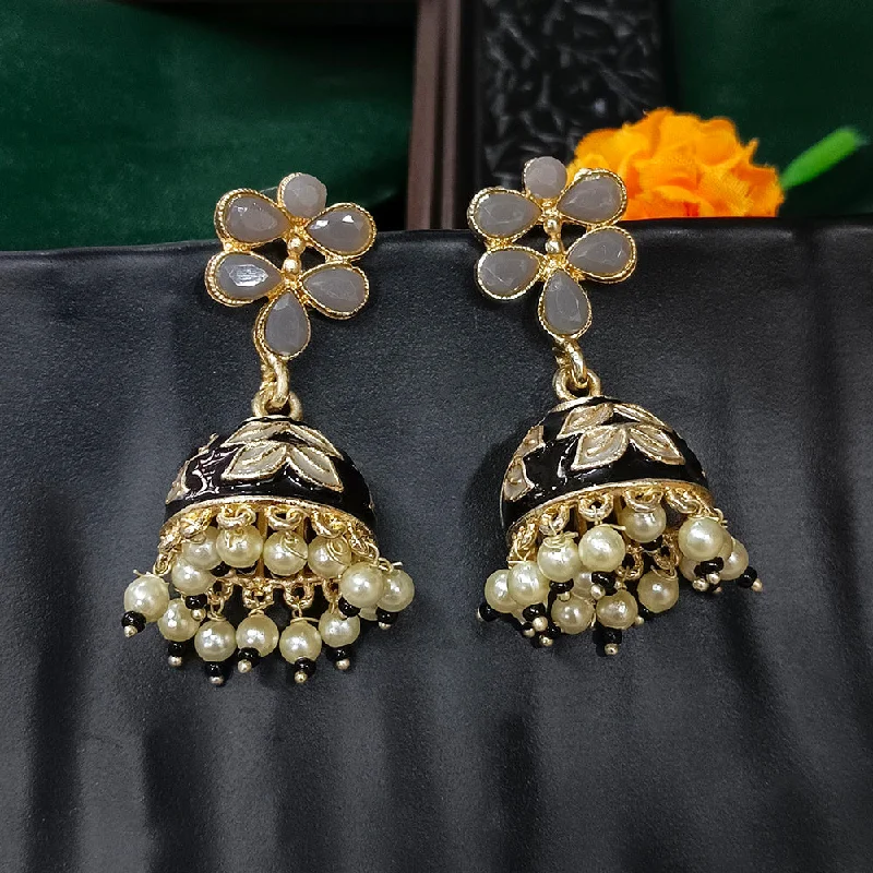 women large stud earrings -Bhavi Jewels Gold Plated Mennakari Jhumki Earrings