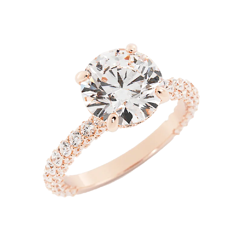 women elegant wedding rings -3.2 Carat Round Cut Moissanite Engagement Ring 14k Rose Gold