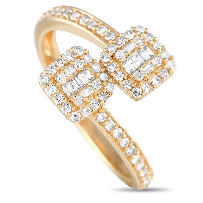 women halo engagement rings -LB Exclusive 14K Yellow Gold 0.50ct Diamond Bypass Ring RN32280-Y