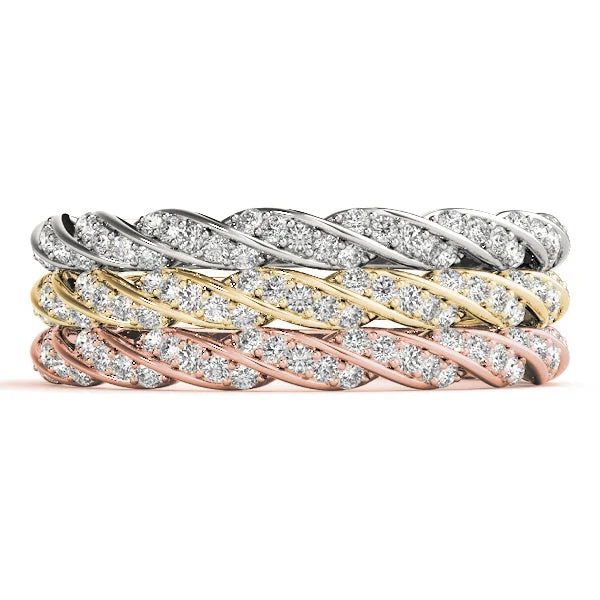 women gold-plated rings -Twisted Diamond Stackable Rings (1/4 ctw each)