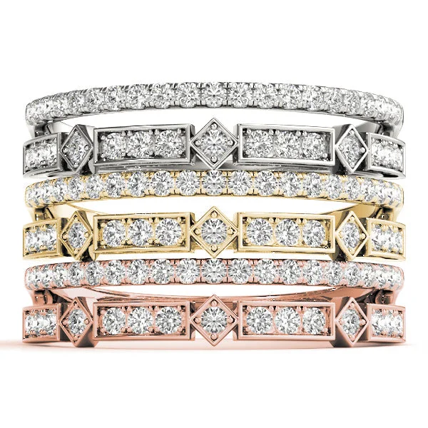 women custom rings for women -Double Row Diamond Stackable Rings (1/5 ctw each)