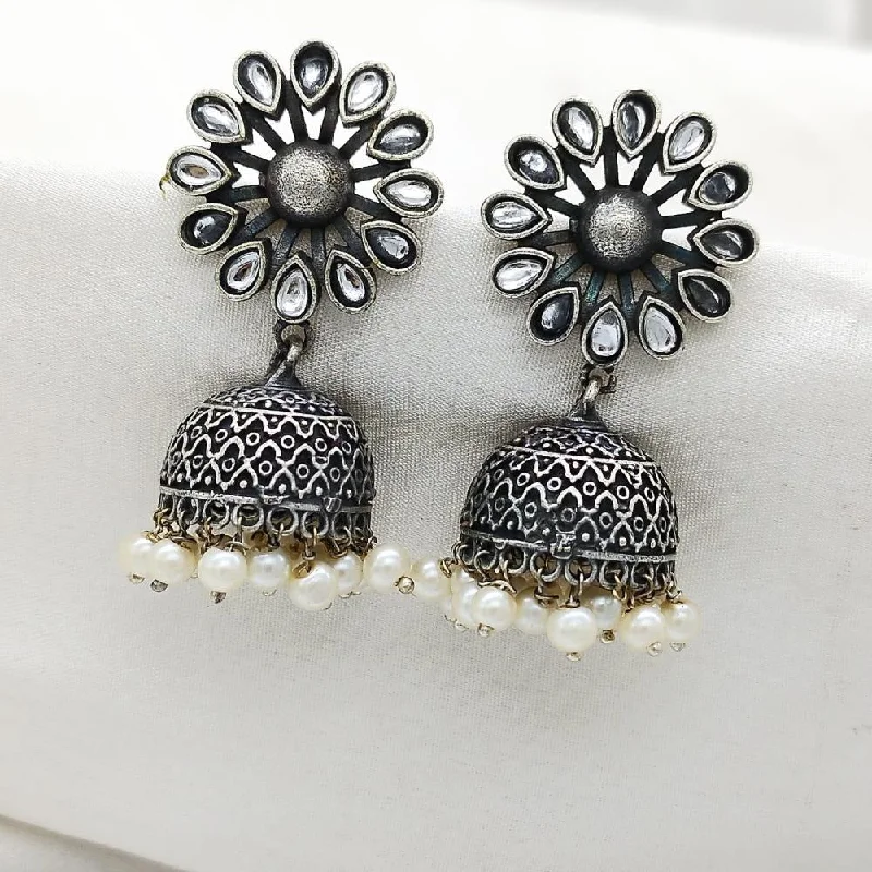 women bohemian earrings -Akruti Collection Oxidised Plated Jhumki Earring