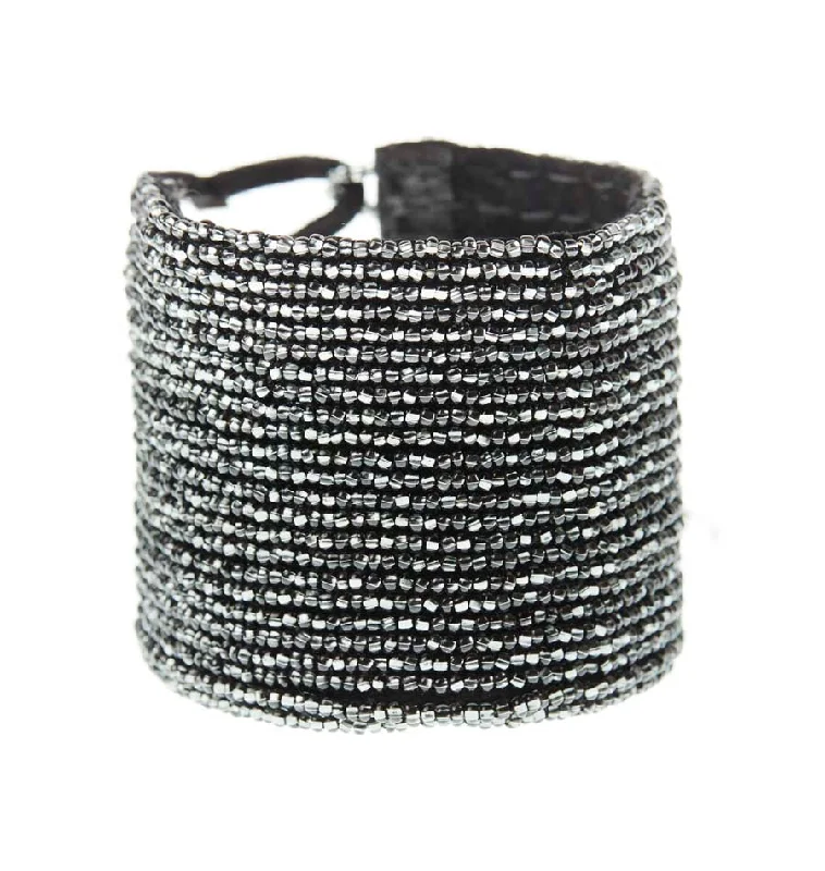 women bracelets -Leather Simple Bracelet - SHINY GRAPHITE