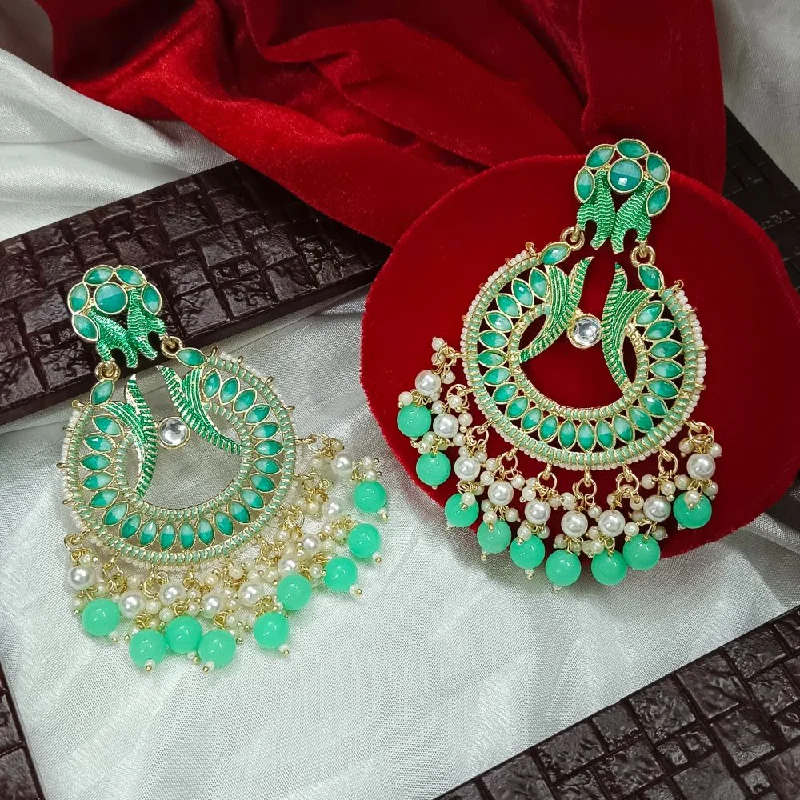 women silver drop earrings -Bhavi Meenaakri & Beads Gold Plated Dangler Earrings