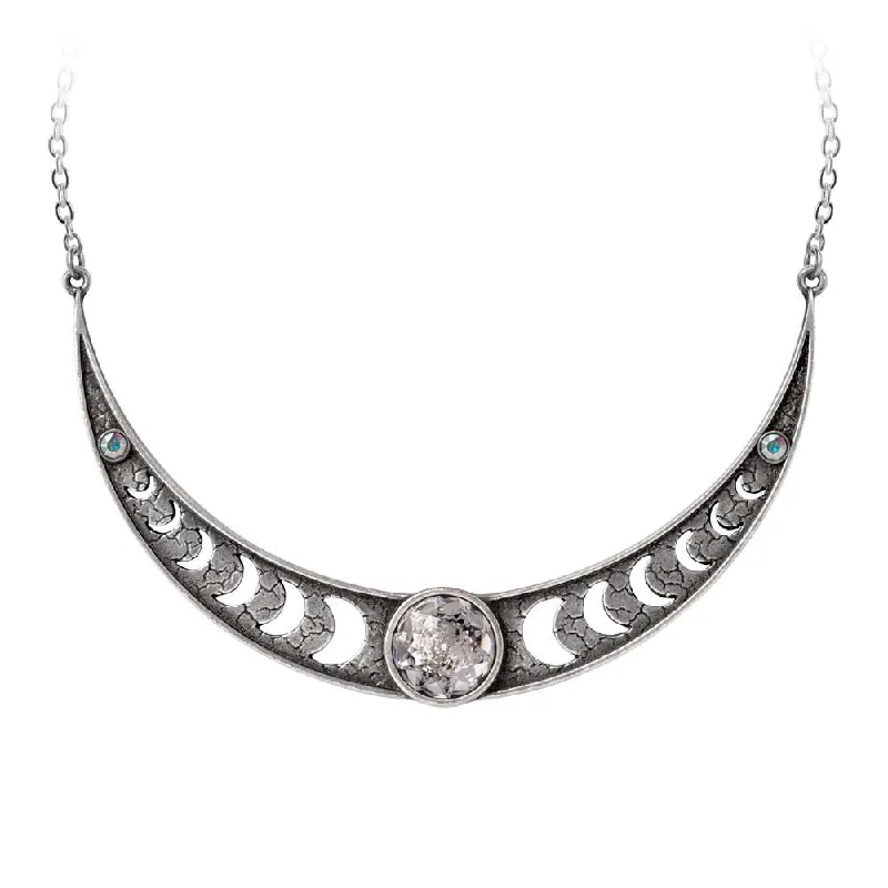 women unique charm necklaces -Priestess of Ishtar Crystal Moon Goddess Choker Necklace by Alchemy Gothic