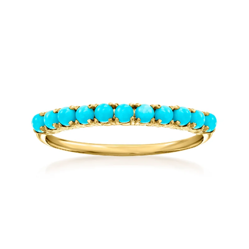 women one-of-a-kind engagement rings -RS Pure by Ross-Simons Turquoise Ring in 14kt Yellow Gold