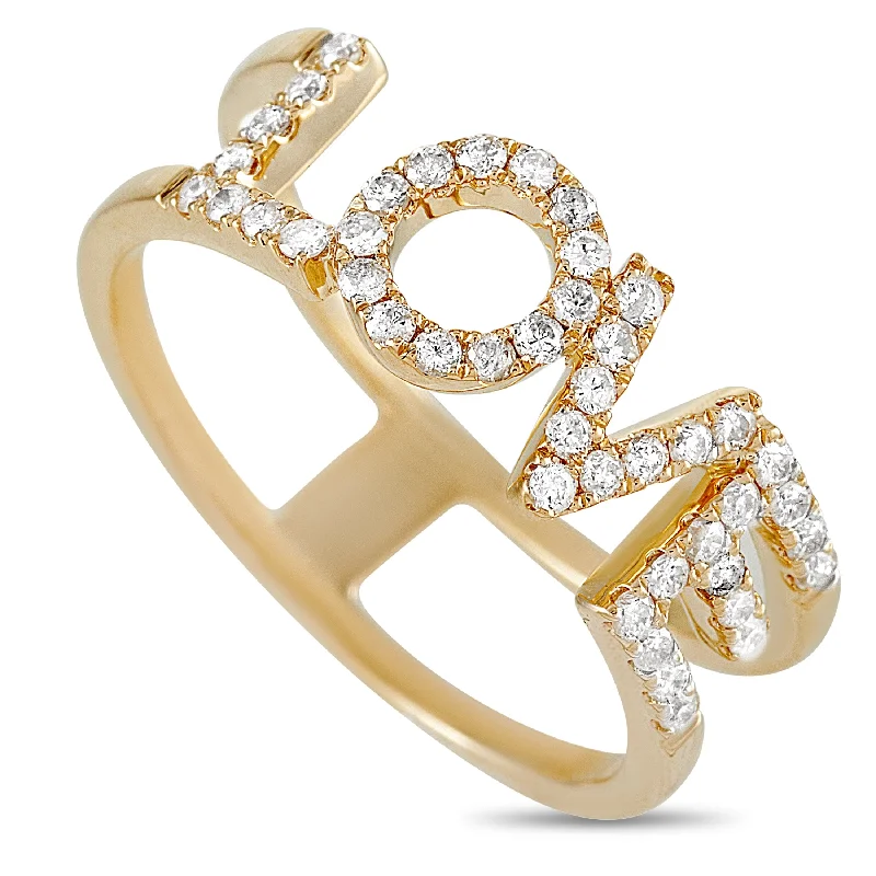 women birthstone rings for engagement -LB Exclusive 14K Yellow Gold 0.35 ct Diamond Love Ring